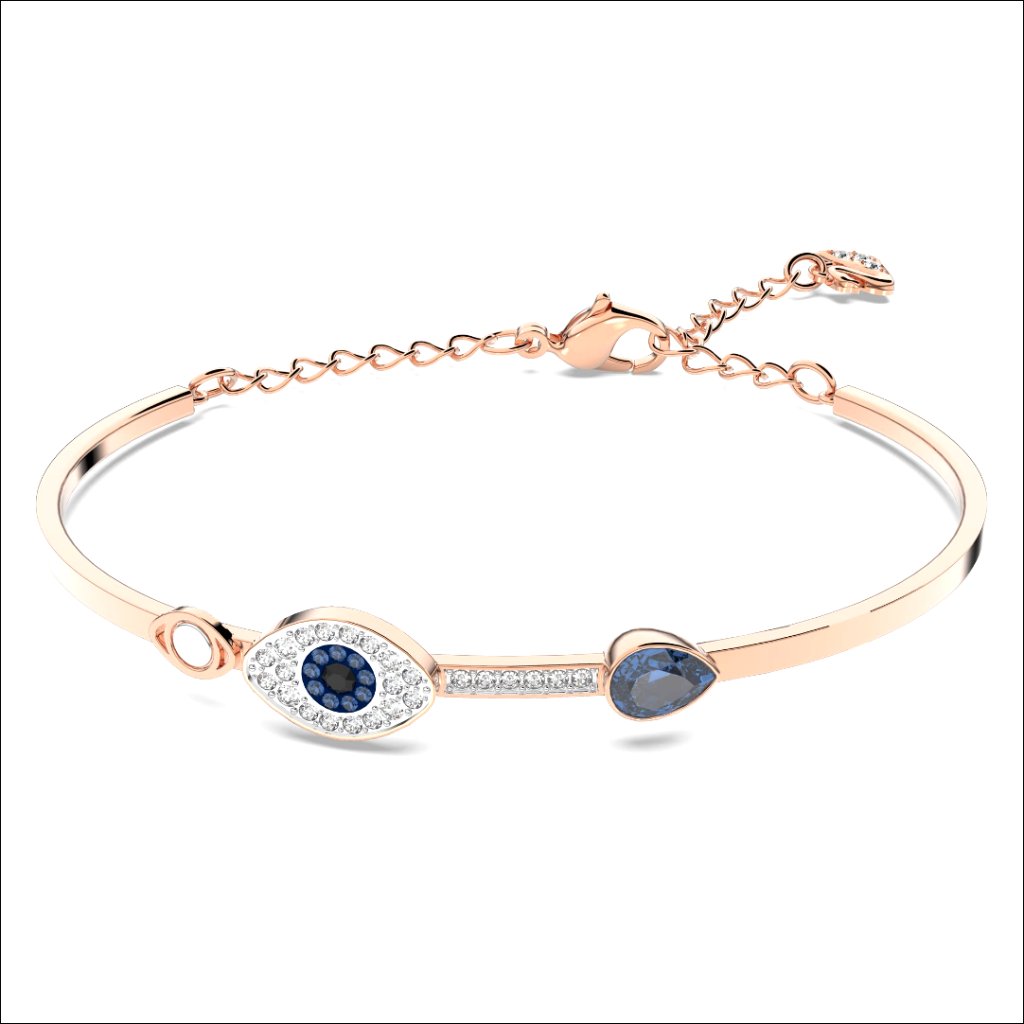 Rose-Gold Tone Plated Bangle Bracelet With Lobster Clasp Closure